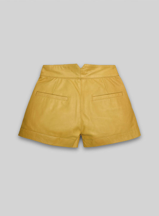 Yellow Leather Cargo Shorts Style # 360