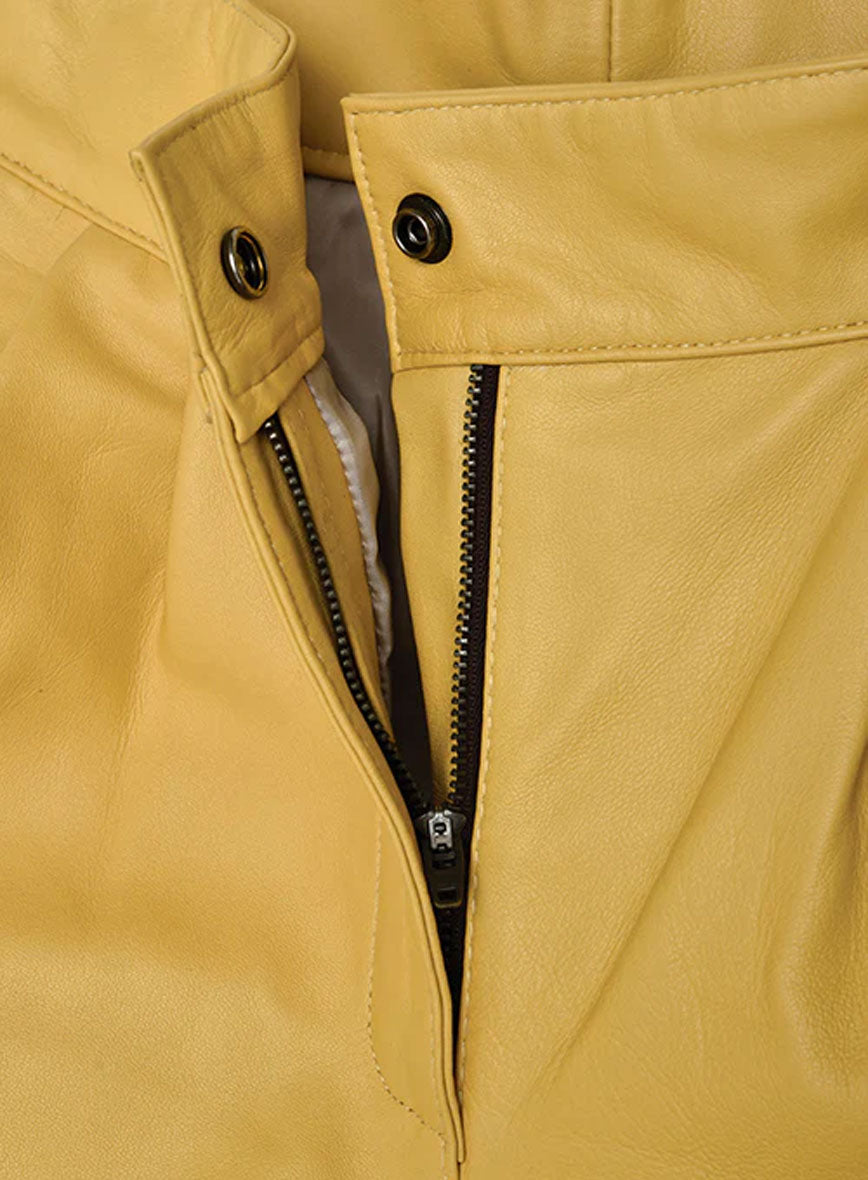 Yellow Leather Cargo Shorts Style # 360