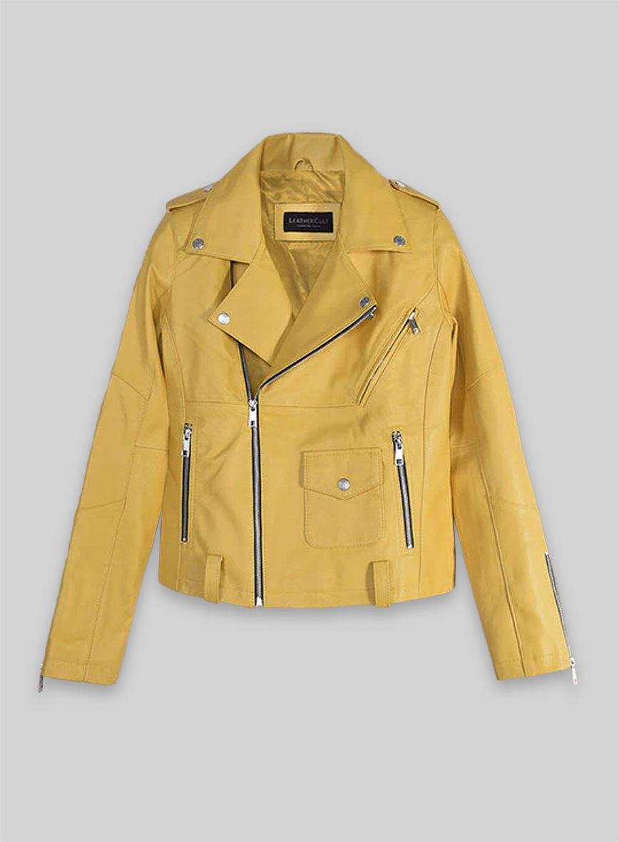 Yellow Rihanna Leather Jacket #1