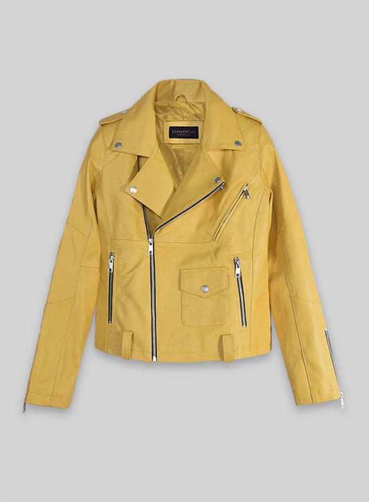 Yellow Rihanna Leather Jacket #1