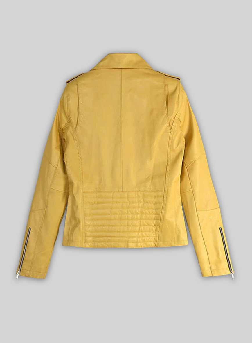 Yellow Rihanna Leather Jacket #1