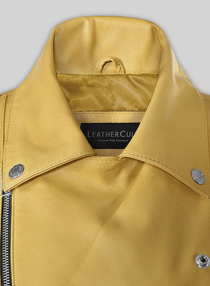 Yellow Rihanna Leather Jacket #1