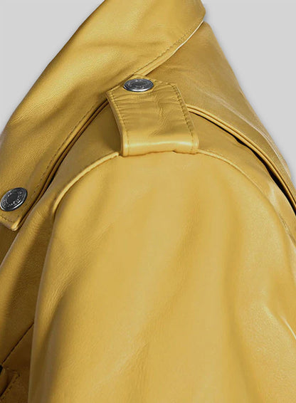 Yellow Rihanna Leather Jacket #1