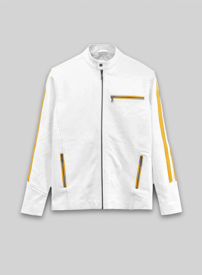 Yellow Stripe Leather Jacket # 100