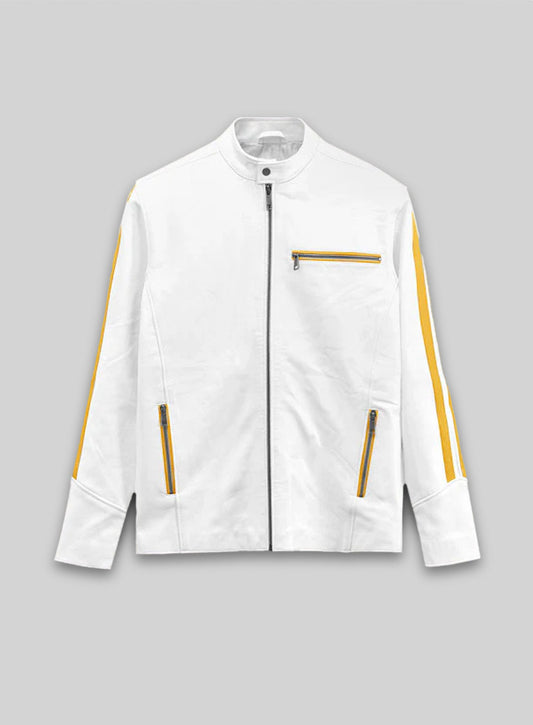 Yellow Stripe Leather Jacket # 100