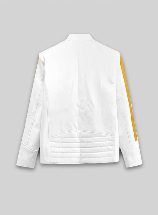 Yellow Stripe Leather Jacket # 100