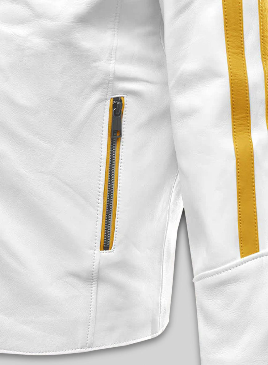 Yellow Stripe Leather Jacket # 100