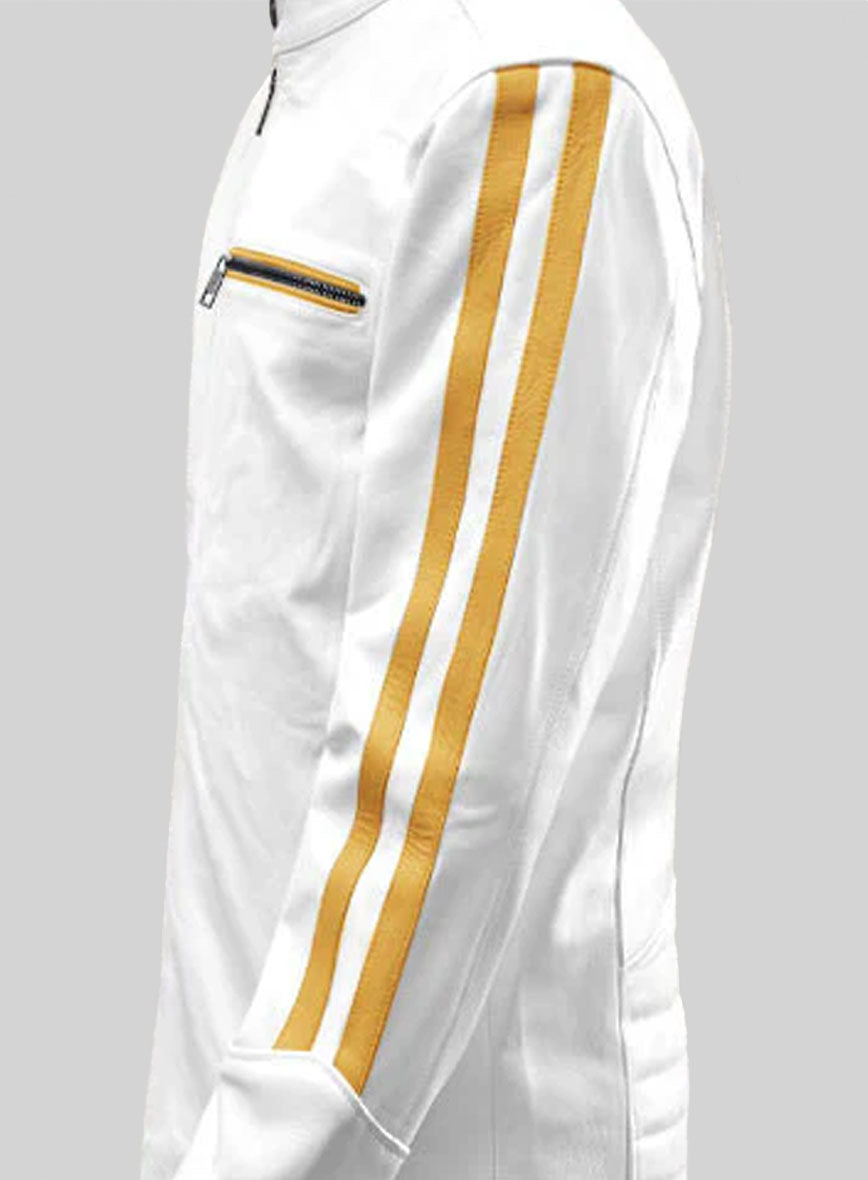 Yellow Stripe Leather Jacket # 100
