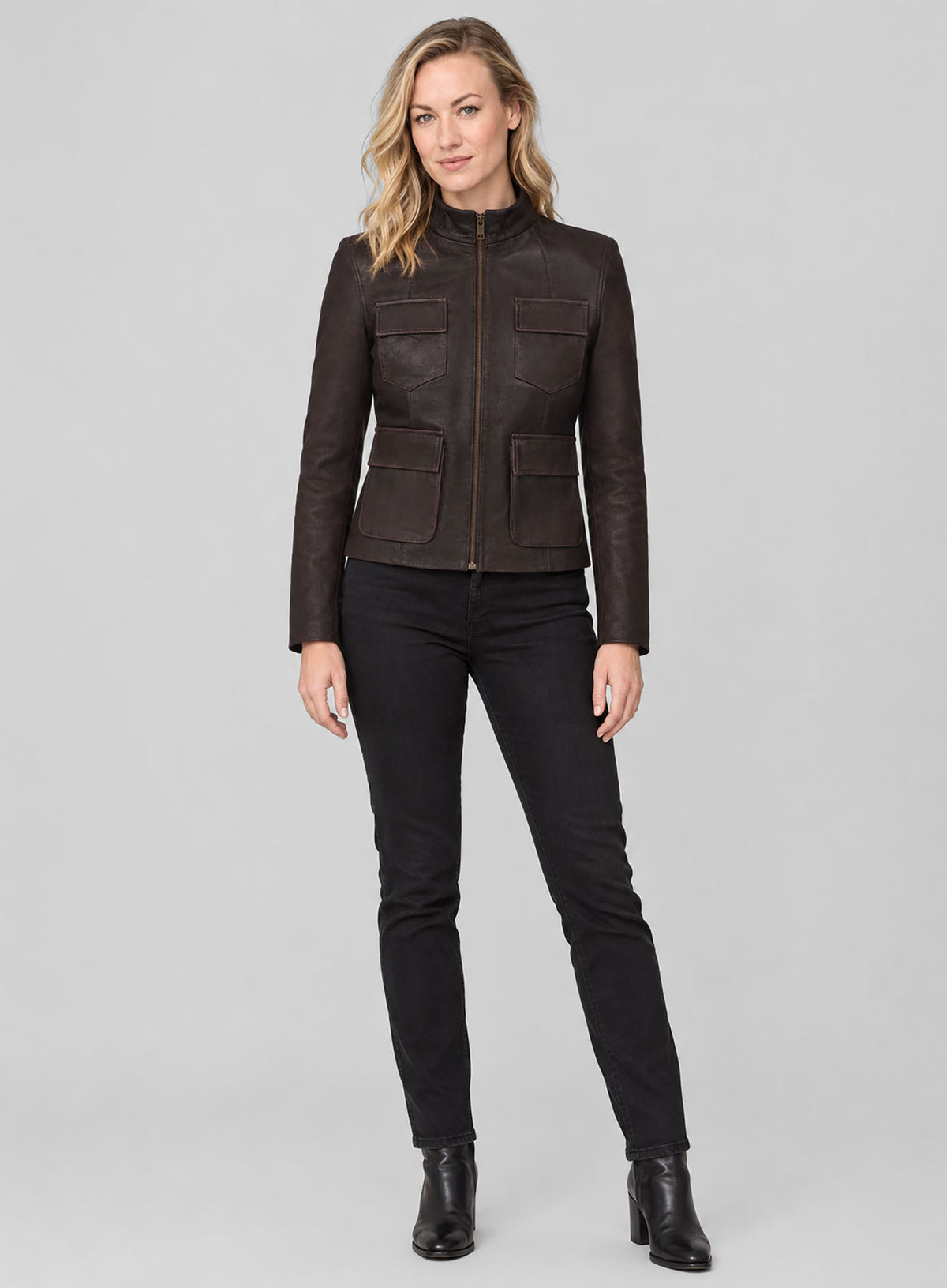Yvonne Strahovski Leather Jacket