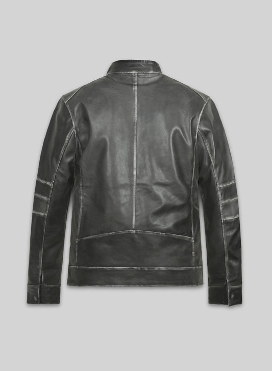 Zen Rubbed Charcoal Leather Jacket