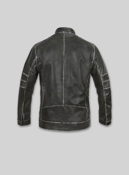 Zen Rubbed Charcoal Leather Jacket