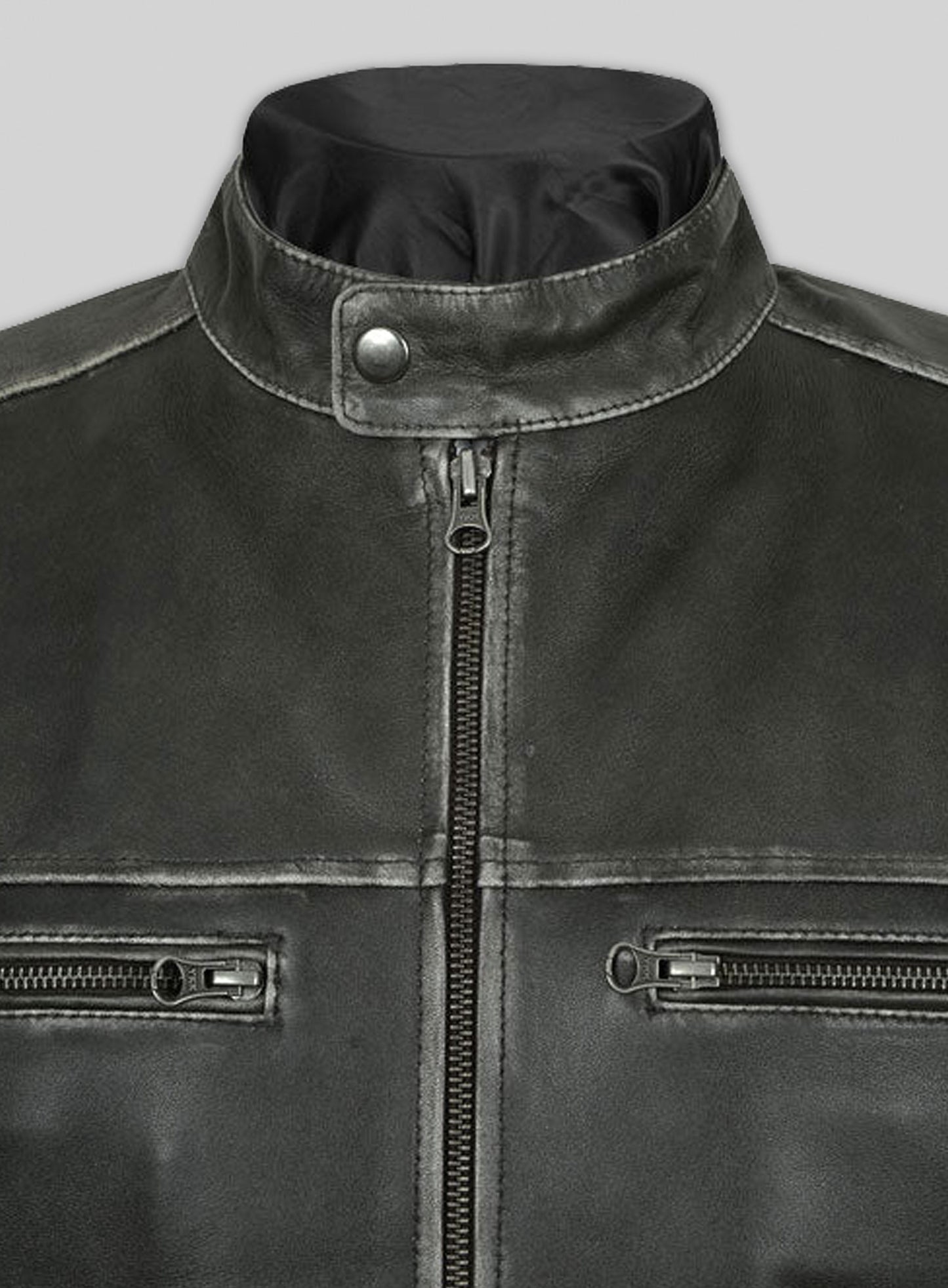 Zen Rubbed Charcoal Leather Jacket