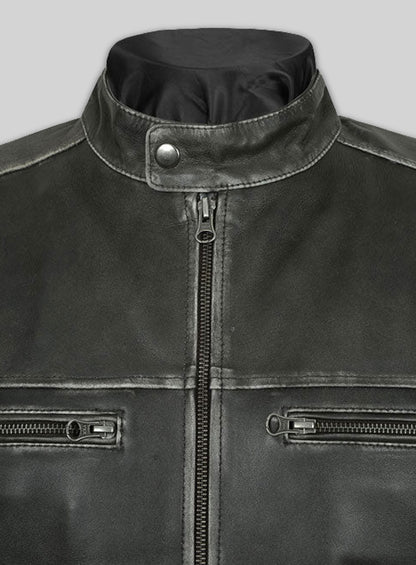 Zen Rubbed Charcoal Leather Jacket
