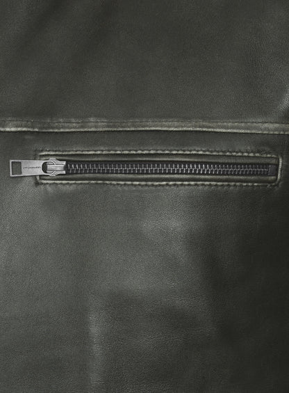 Zen Rubbed Charcoal Leather Jacket