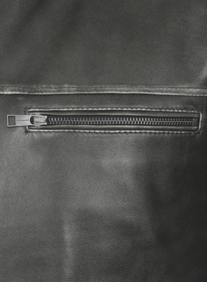 Zen Rubbed Charcoal Leather Jacket