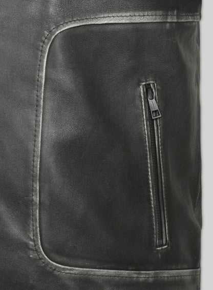 Zen Rubbed Charcoal Leather Jacket