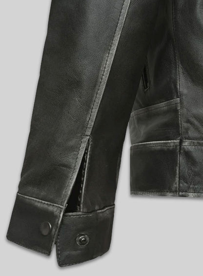 Zen Rubbed Charcoal Leather Jacket