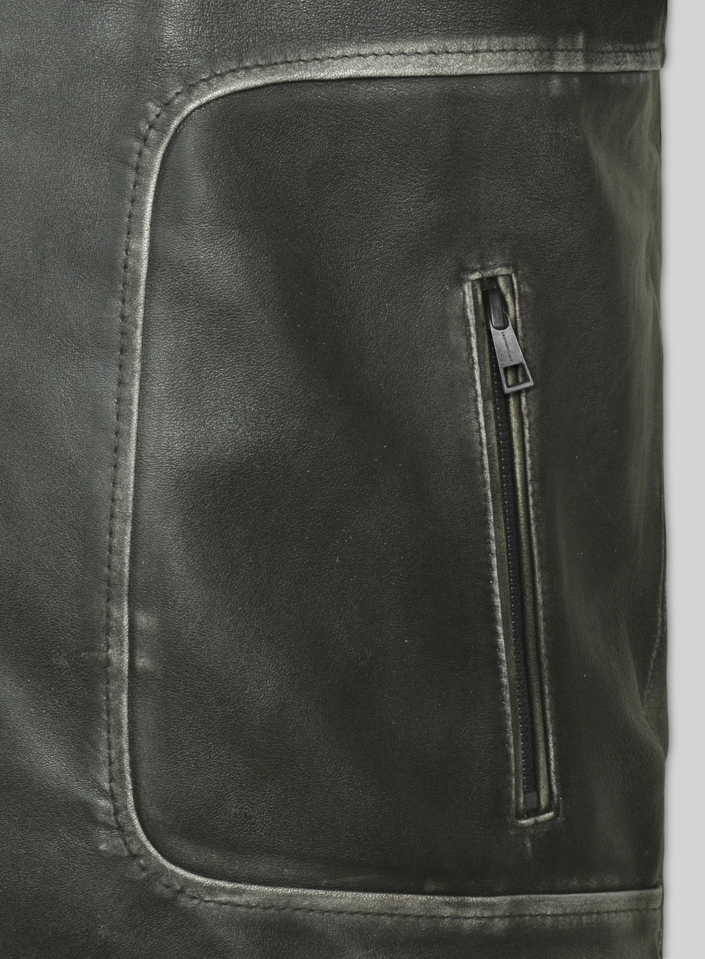 Zen Rubbed Charcoal Leather Jacket