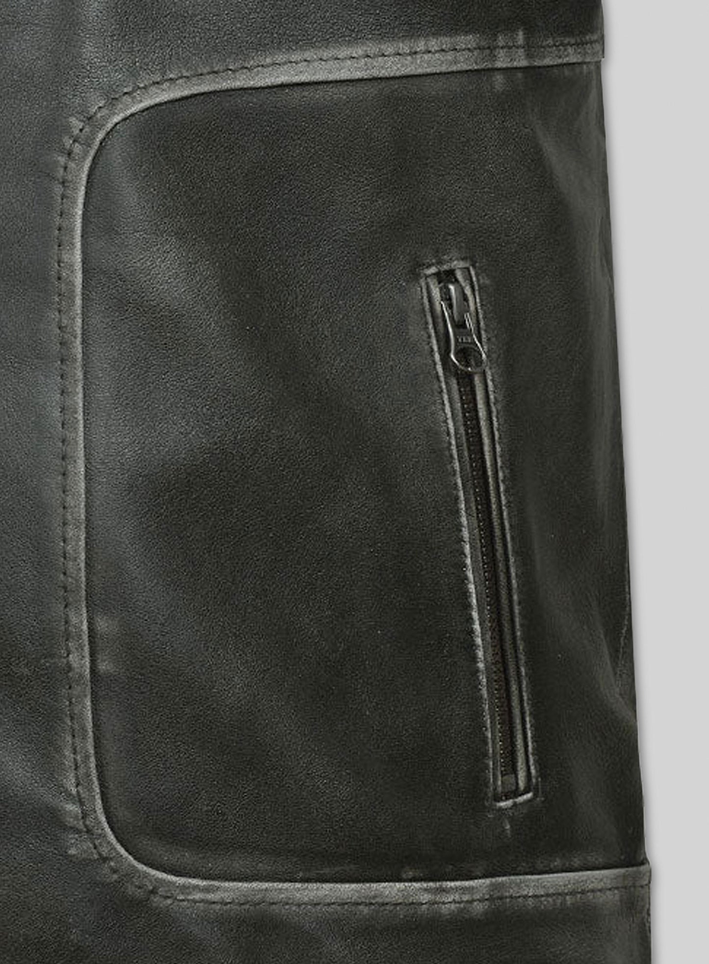 Zen Rubbed Charcoal Leather Jacket