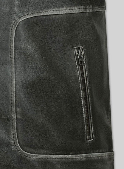 Zen Rubbed Charcoal Leather Jacket