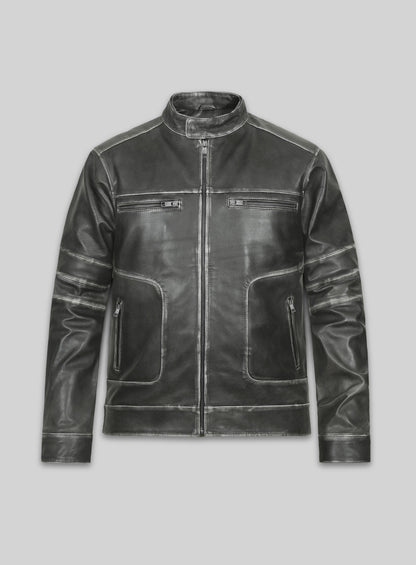 Zen Rubbed Charcoal Leather Jacket