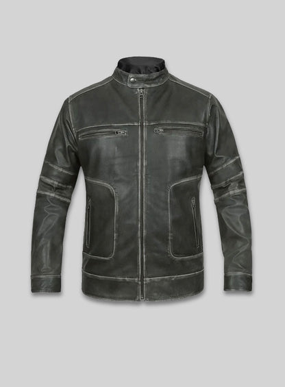 Zen Rubbed Charcoal Leather Jacket