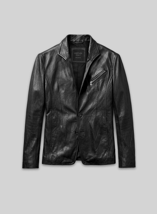 Zipper Leather Blazer #3