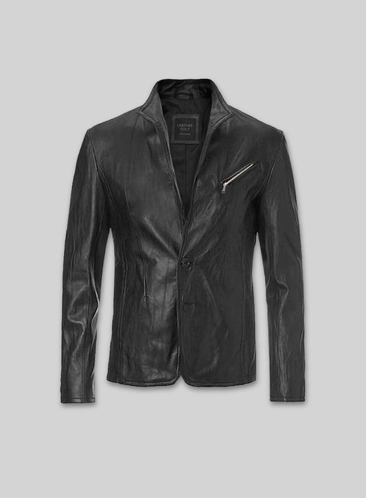 Zipper Leather Blazer #3