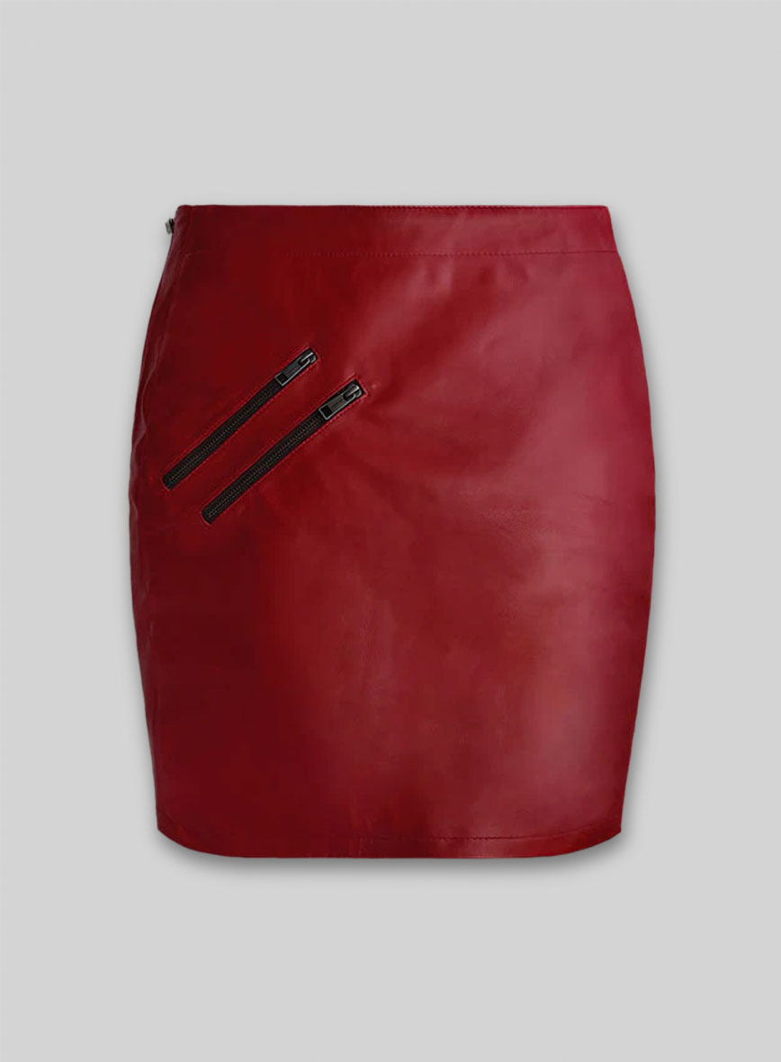 Zipper Leather Mini Skirt