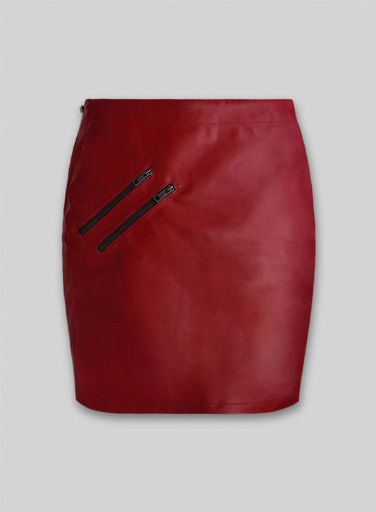 Zipper Leather Mini Skirt