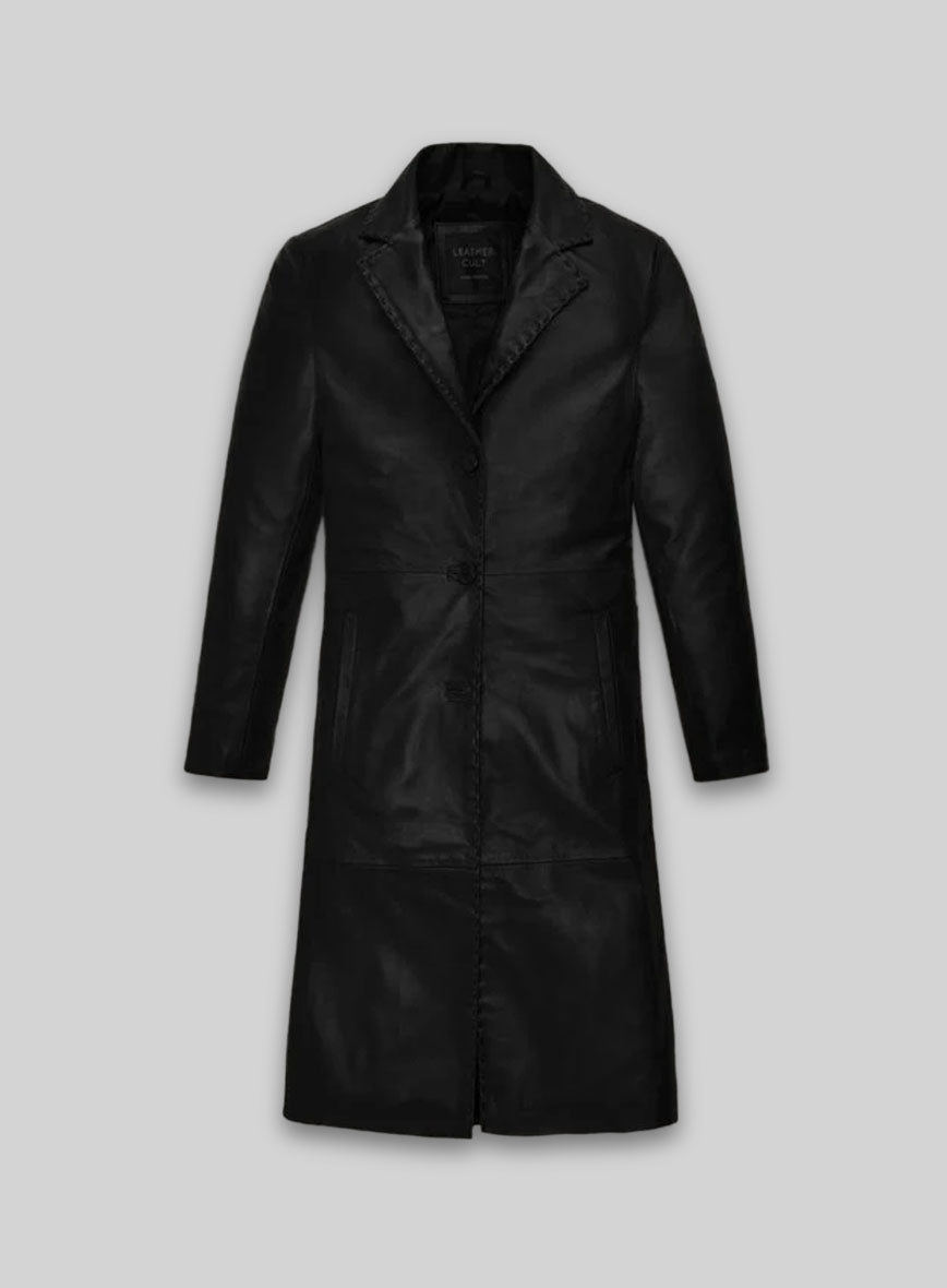 Zoe Kravitz Leather Long Coat