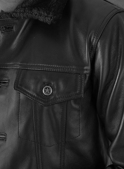 Black Sherpa Leather Jacket : LeatherCult: Genuine Custom Leather ...
