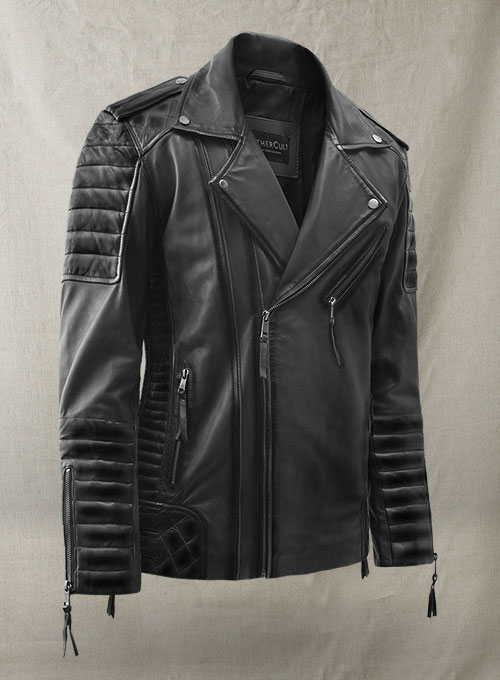 (image for) Charles Burnt Charcoal Leather Jacket - Click Image to Close