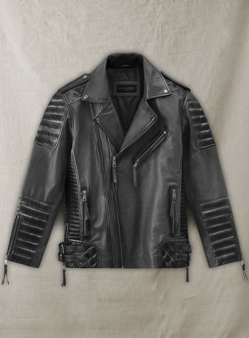 (image for) Charles Burnt Charcoal Leather Jacket - Click Image to Close