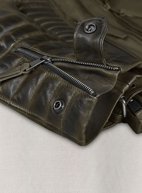 (image for) Charles Burnt Olive Leather Jacket - Click Image to Close