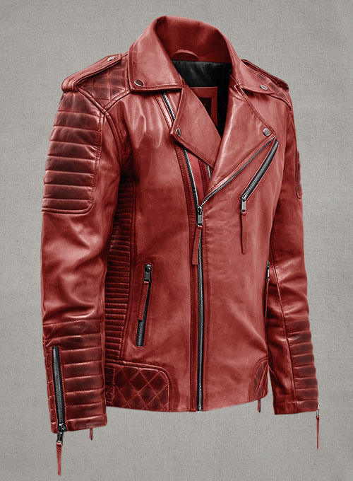 (image for) Charles Burnt Red Leather Jacket - Click Image to Close
