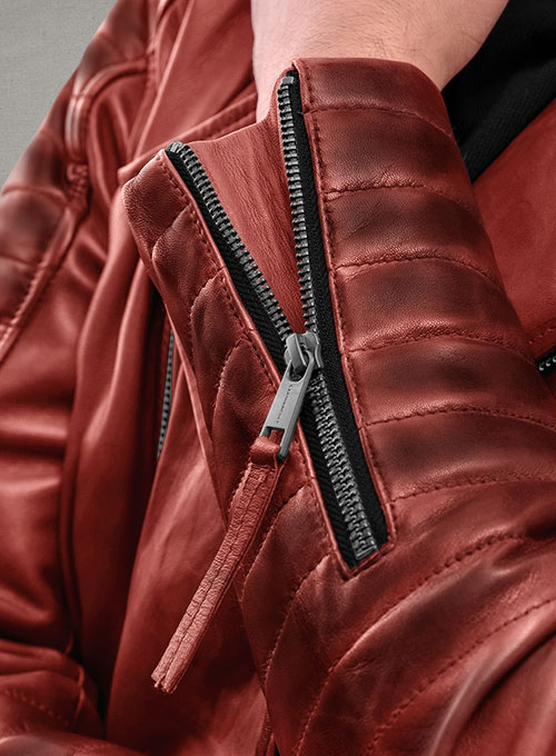 (image for) Charles Burnt Red Leather Jacket - Click Image to Close