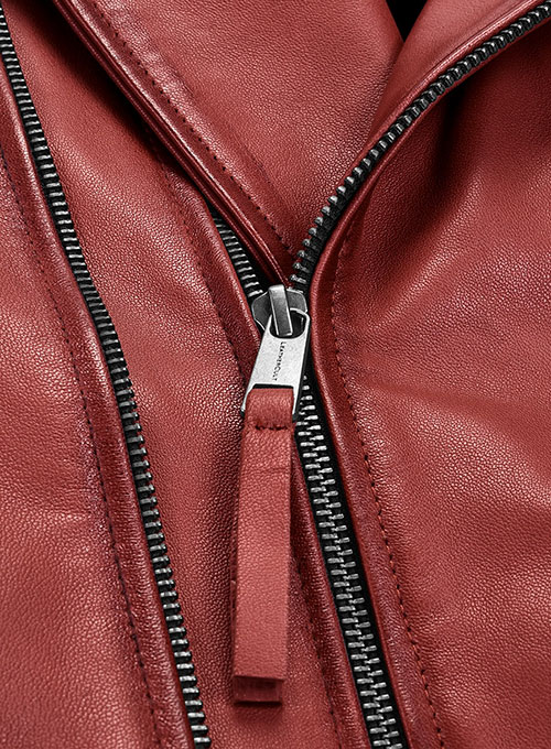 (image for) Charles Burnt Red Leather Jacket - Click Image to Close