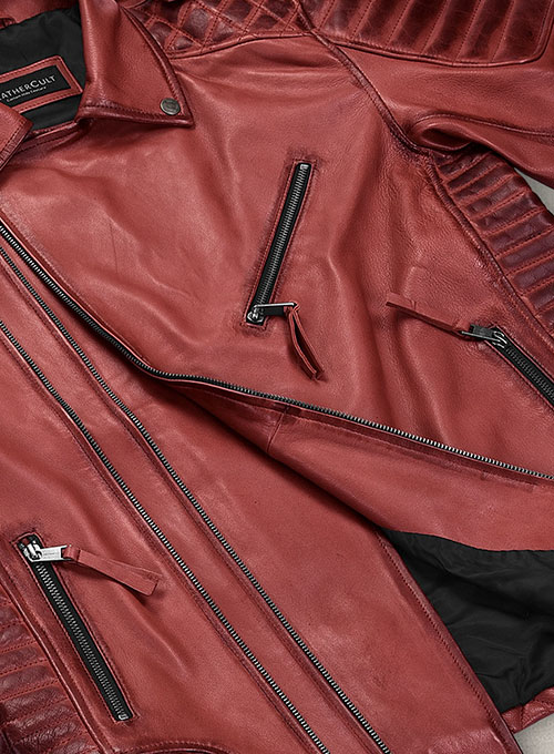 (image for) Charles Burnt Red Leather Jacket - Click Image to Close
