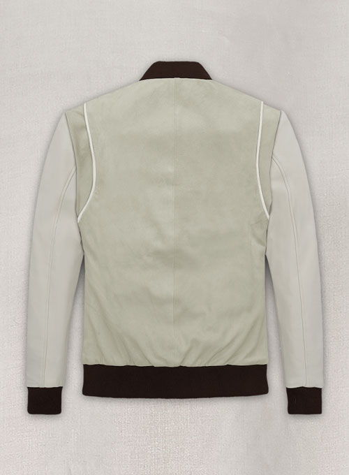 (image for) Cream Beige Suede Varsity Noir Leather Jacket