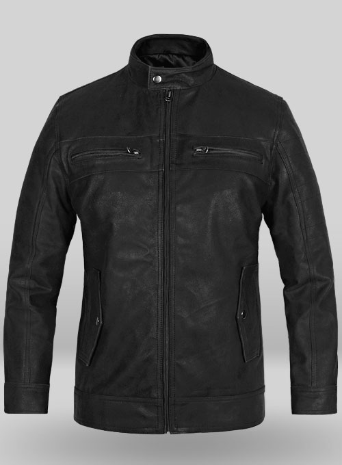Distressed Black Leather Jacket # 616 : LeatherCult