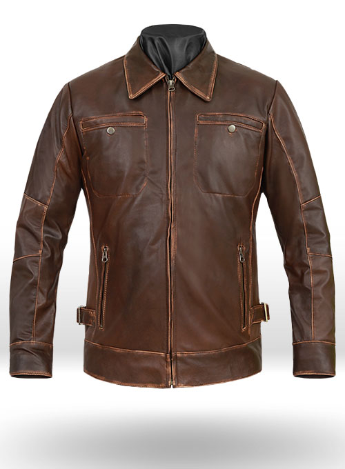 Espresso Rubbed Tan Leather Jacket : LeatherCult