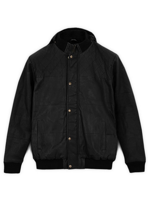 Black Stretch Leather Hood Jacket # 637 - M Regular : LeatherCult ...