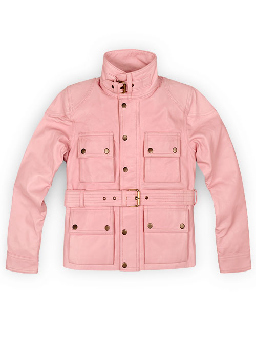 light pink leather jacket