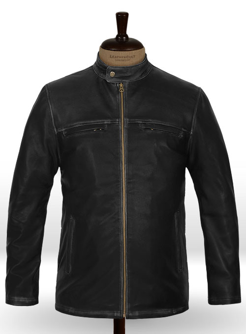 (image for) Rubbed Black Aaron Taylor Johnson Godzilla 2014 Leather Jacket - Click Image to Close