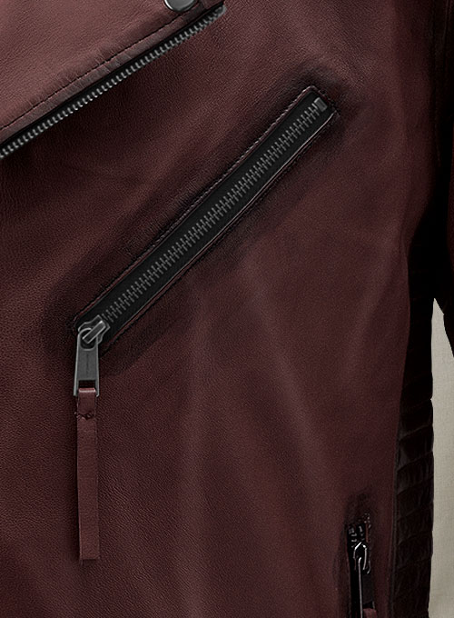 (image for) Charles Burnt Wine Leather Jacket - Click Image to Close