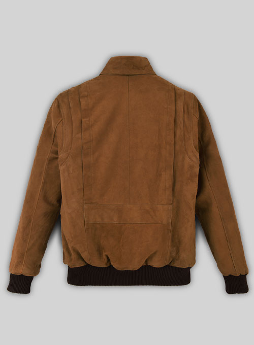 Soft Caramel Brown Suede Hunter Bomber Leather Jacket : LeatherCult.com ...