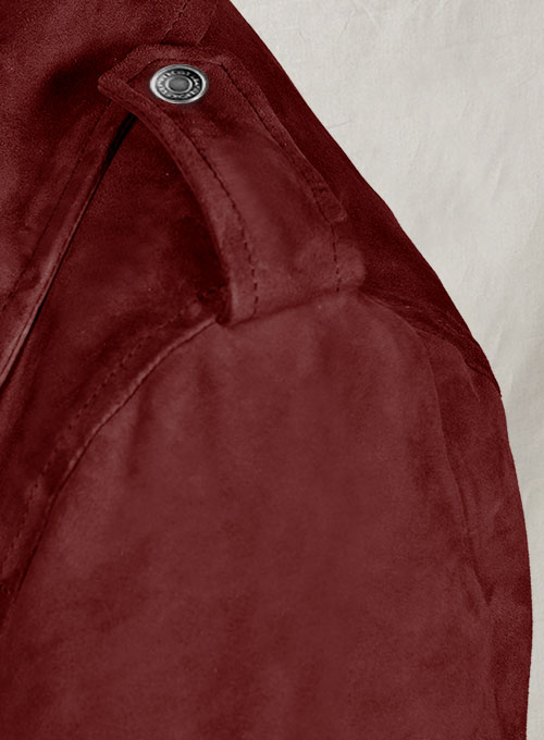 (image for) Soft French Red Suede Meghan Markle Leather Jacket - Click Image to Close