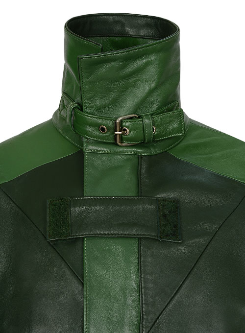 (image for) Vintage Green Aiden Pearce Watch Dog Leather Trench Coat - Click Image to Close