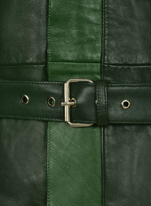 (image for) Vintage Green Aiden Pearce Watch Dog Leather Trench Coat - Click Image to Close